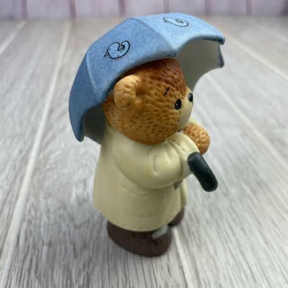 Enesco Designed Giftware Lucy & Me Adorable Teddy Bear Rainy Day Under Umbrella - Picture 2 of 7